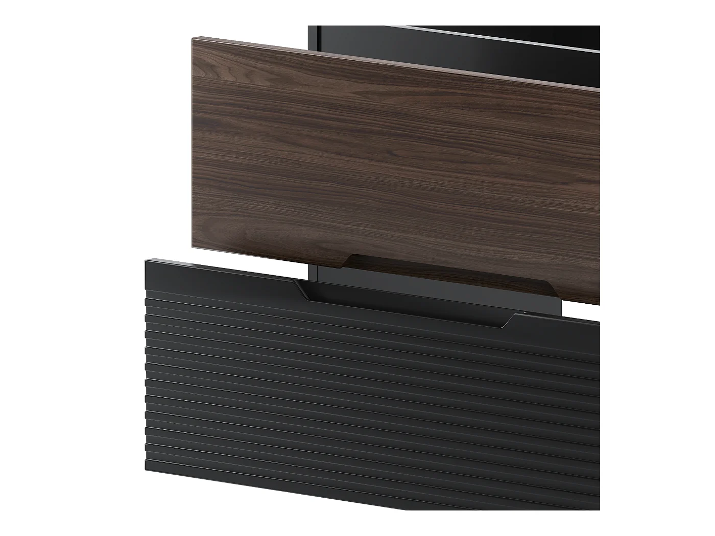 Armoire de salle de bain sous lavabo 60 cm Noir mat / Noyer Avella