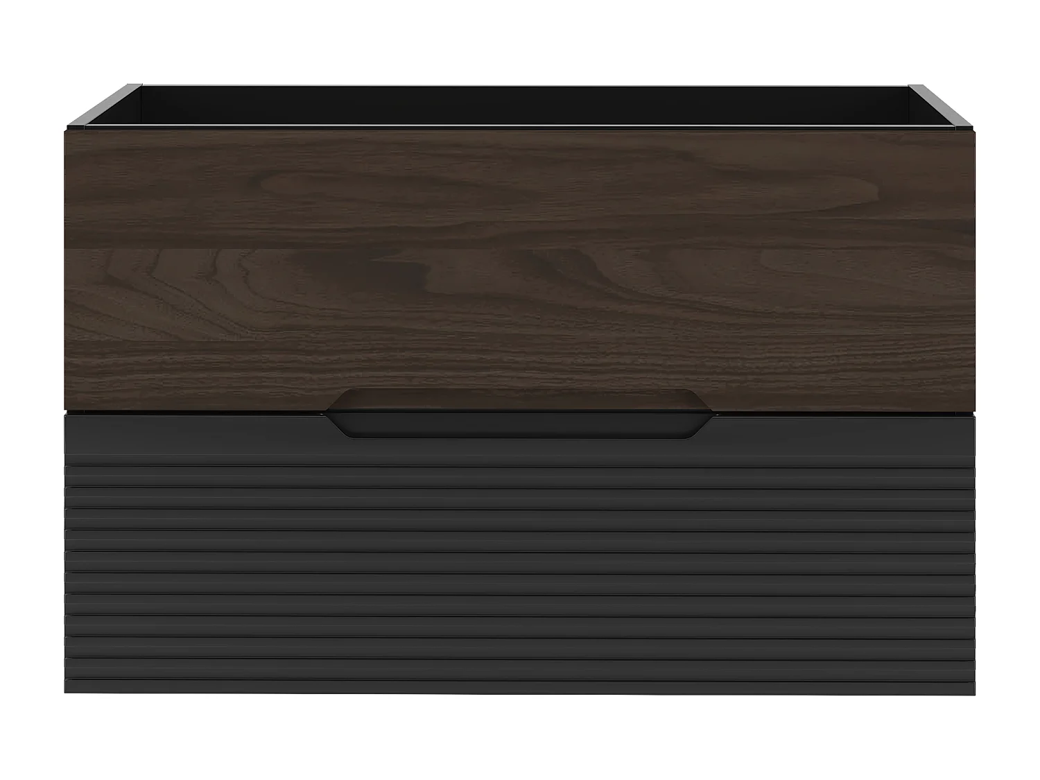 Badezimmerschrank unter Waschbecken 60 cm Schwarz Matt / Nussbaum Avella