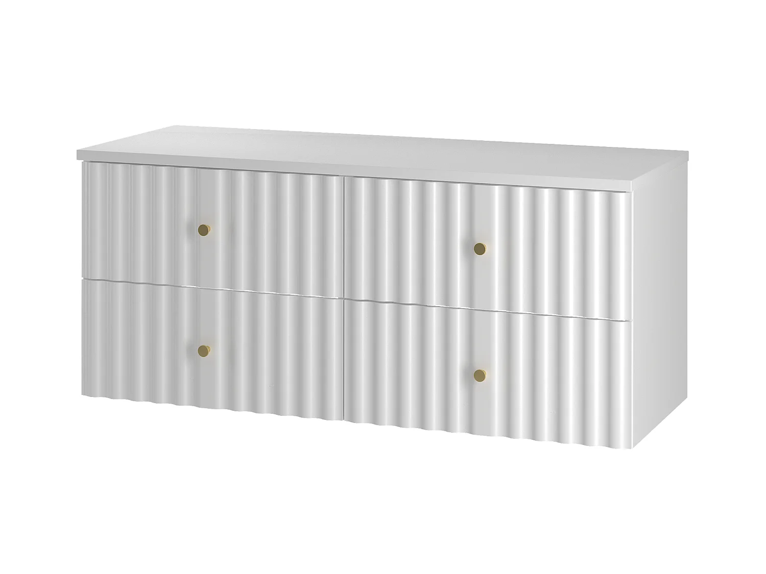 Ensemble de salle de bain blanc 120 cm Armoire avec plateau Façades rainurées Aqua