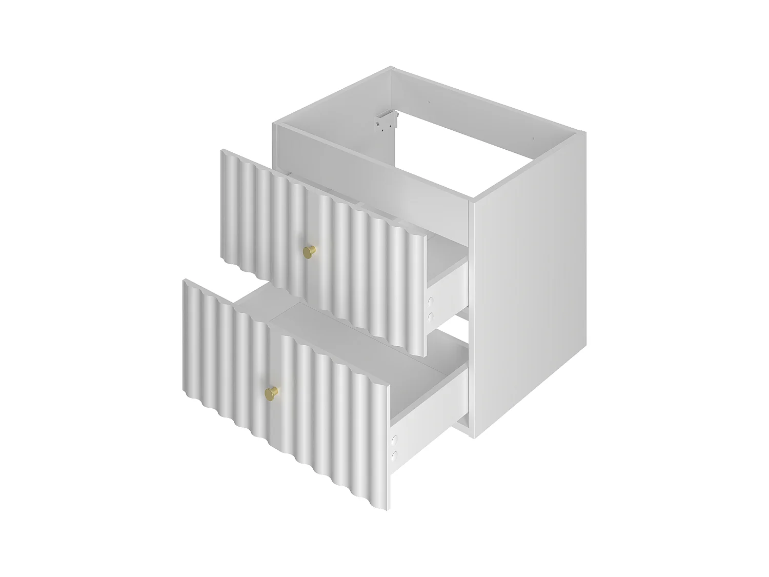 Ensemble de salle de bain blanc 120 cm Armoire avec plateau Façades rainurées Aqua