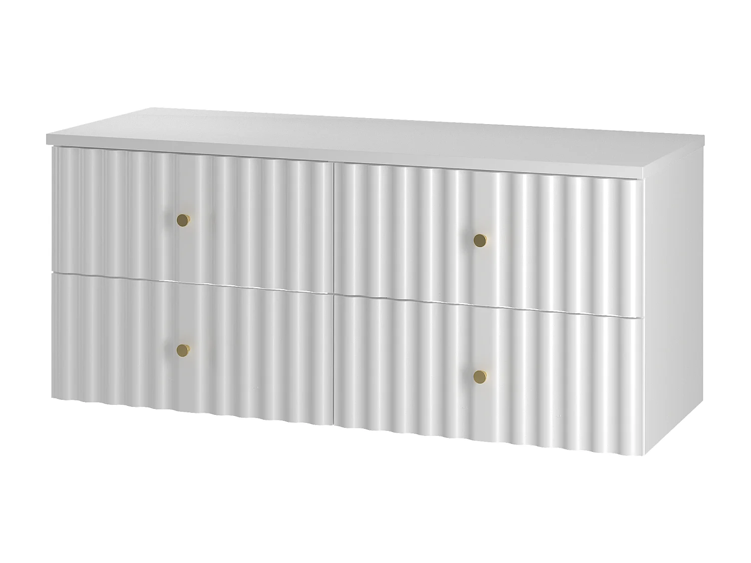 Ensemble de salle de bain blanc 120 cm Armoire avec plateau Façades rainurées Aqua