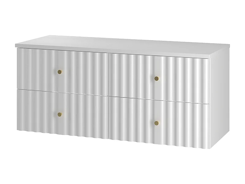 Ensemble de salle de bain blanc 120 cm Armoire avec plateau Façades rainurées Aqua