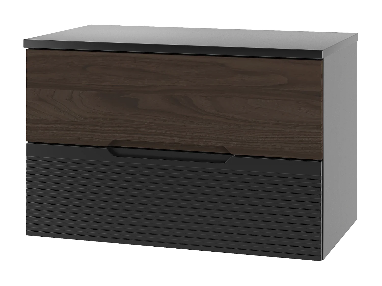 Badkamerset 80 cm Kast met blad Zwart mat / Notenhout Avella