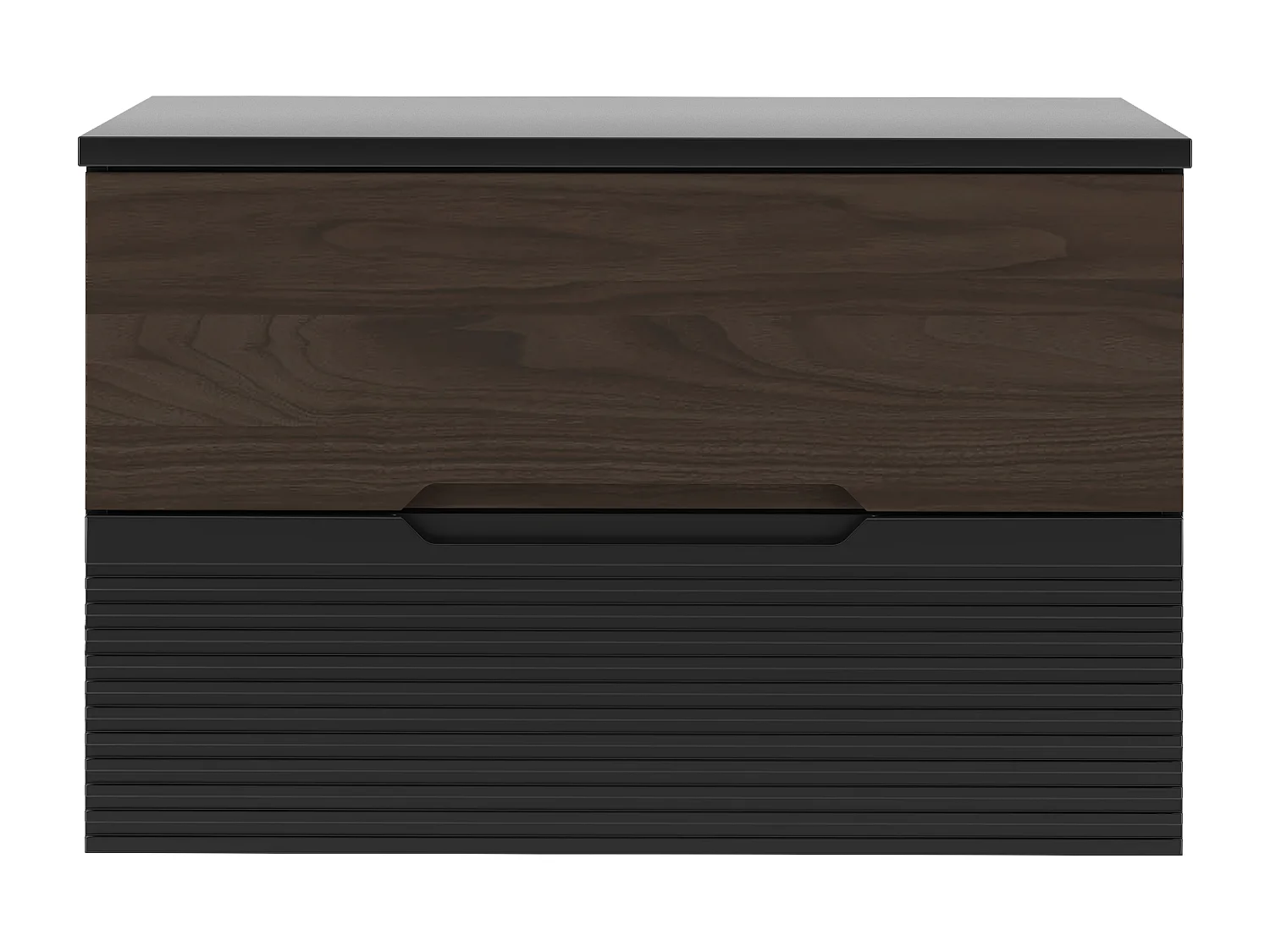 Badkamerset 80 cm Kast met blad Zwart mat / Notenhout Avella