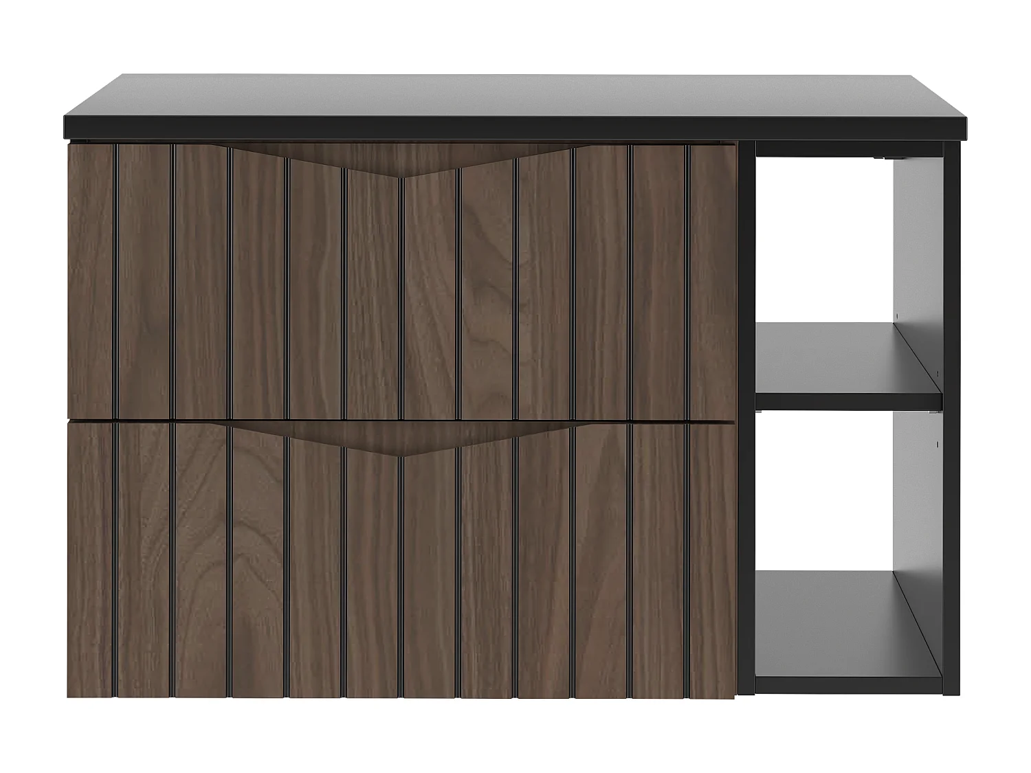 Ensemble de salle de bain 80 cm Armoire avec plateau Étagère Façades rainurées Chêne Noyer Stella