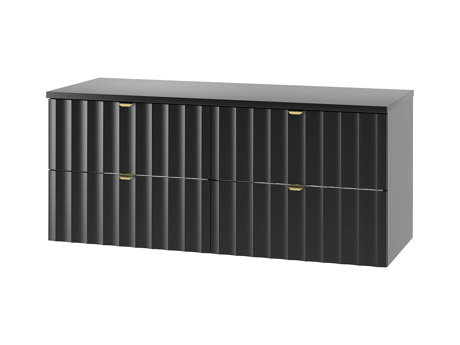 Ensemble de salle de bain noir 120 cm Armoire avec plateau Façades rainurées Arcos