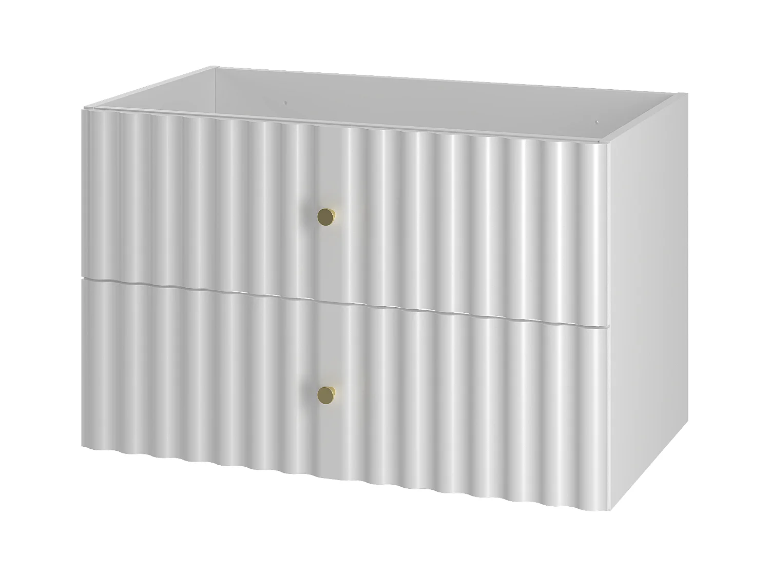 Witte badkamer kast voor wastafel 80 cm Geribbelde fronten Aqua