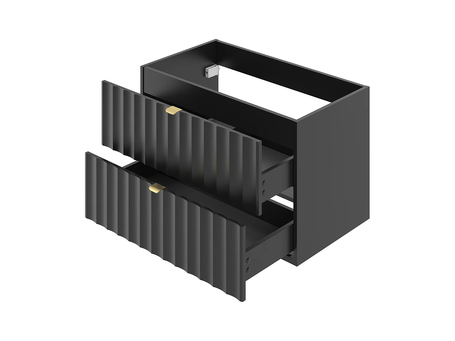 Armoire de salle de bain noire sous lavabo 80 cm Façades rainurées Arcos