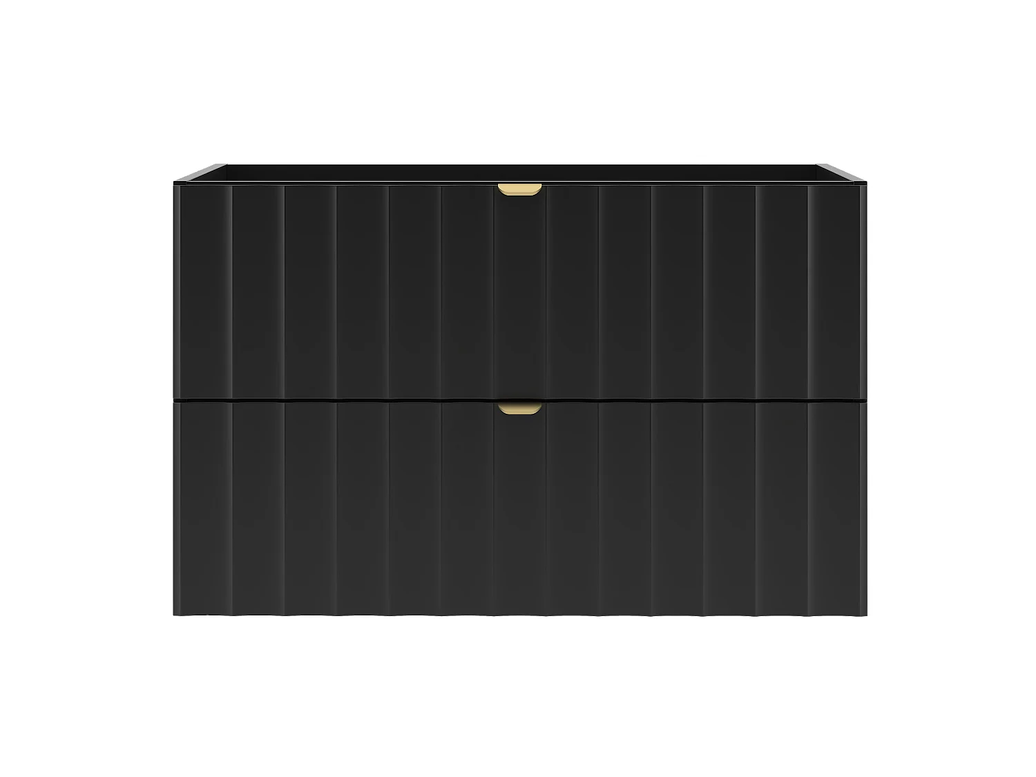 Zwarte badkamerkast voor wastafel 80 cm, geribbelde fronten Arcos