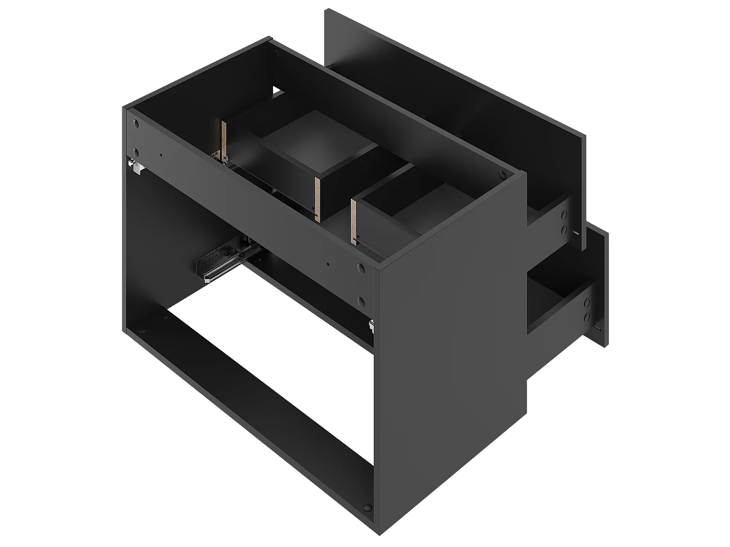 Zwarte badkamerkast voor wastafel 80 cm, geribbelde fronten Arcos