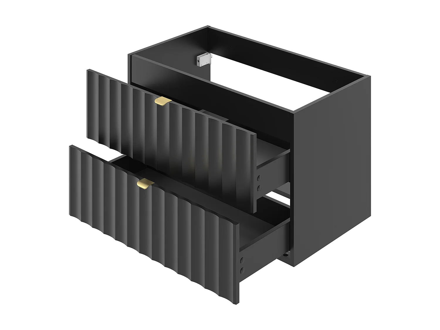 Armoire de salle de bain noire sous lavabo 80 cm Façades rainurées Arcos