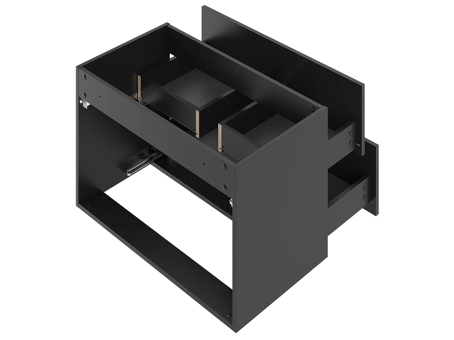 Armoire de salle de bain noire sous lavabo 80 cm Façades rainurées Arcos