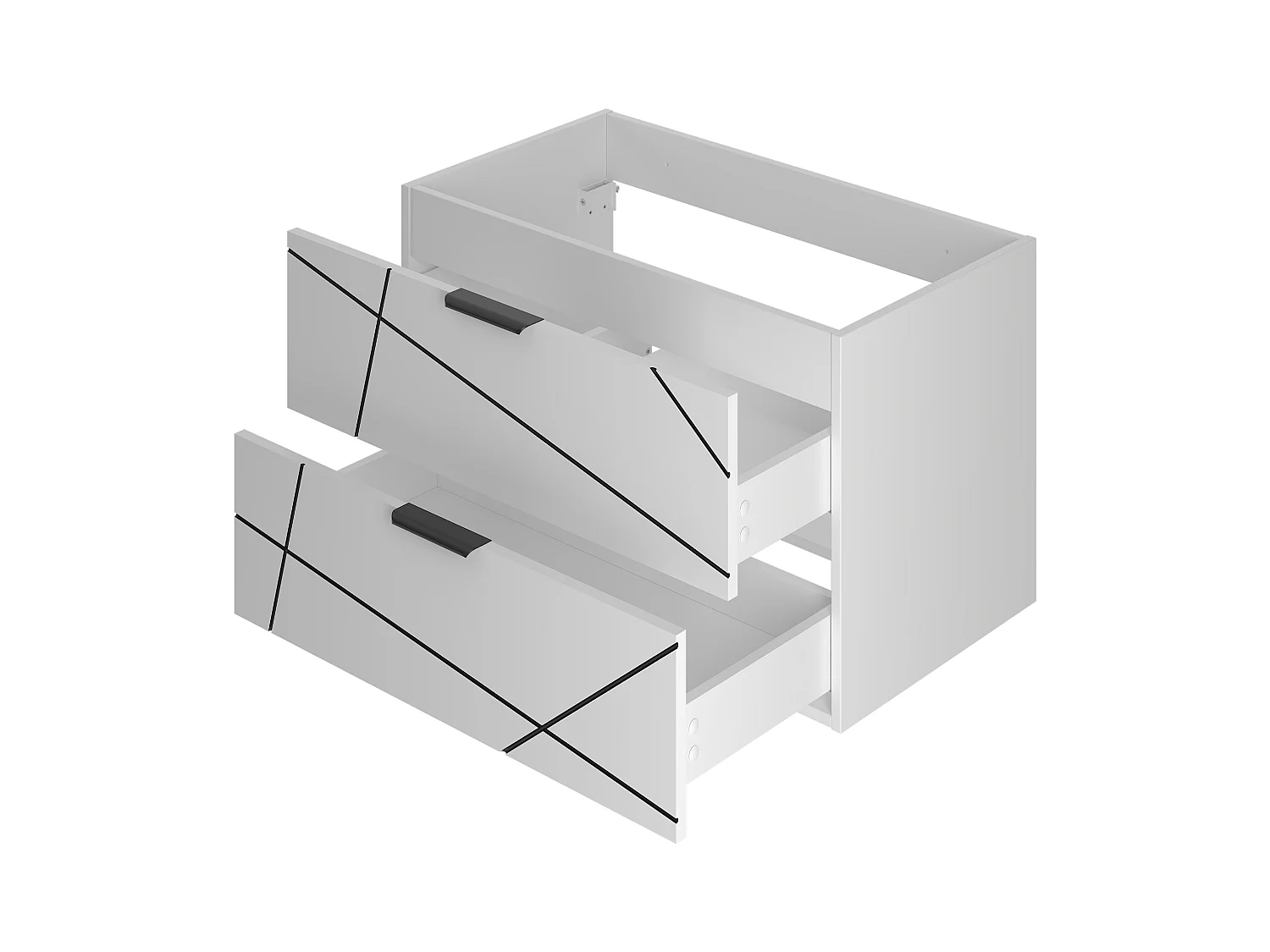 Badezimmer-Set 80 cm Schrank mit Waschtisch Weiß Matt Wood