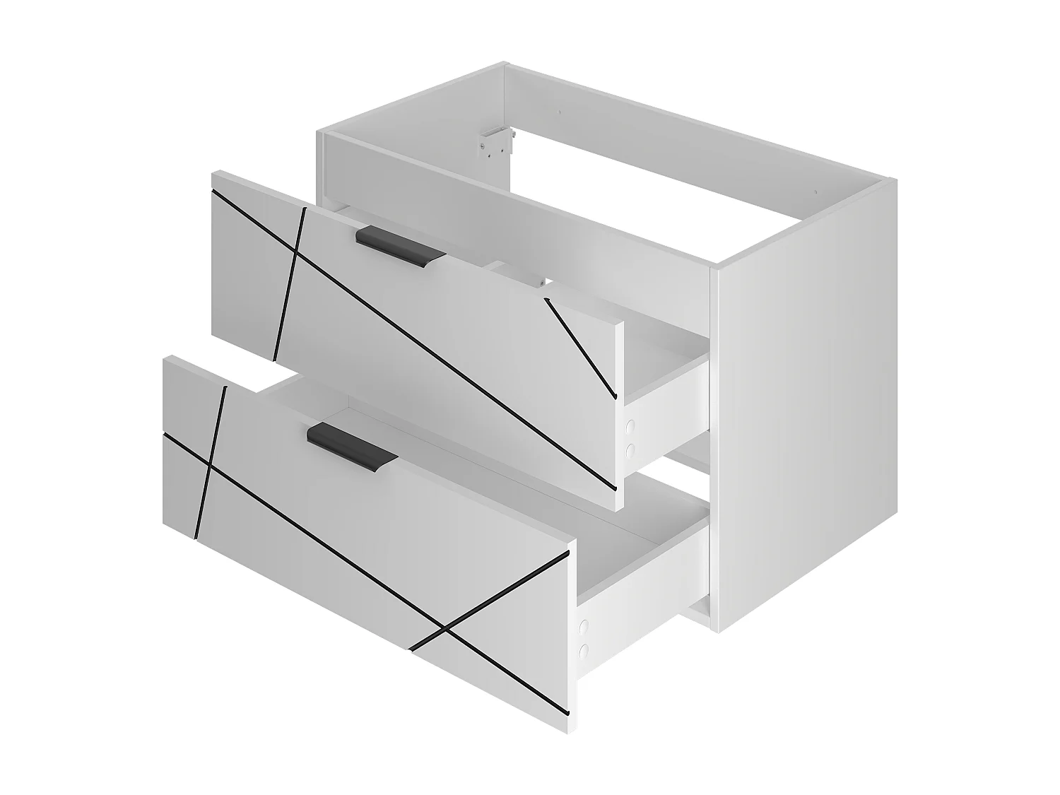 Badezimmer-Set 80 cm Schrank mit Waschtisch Weiß Matt Wood