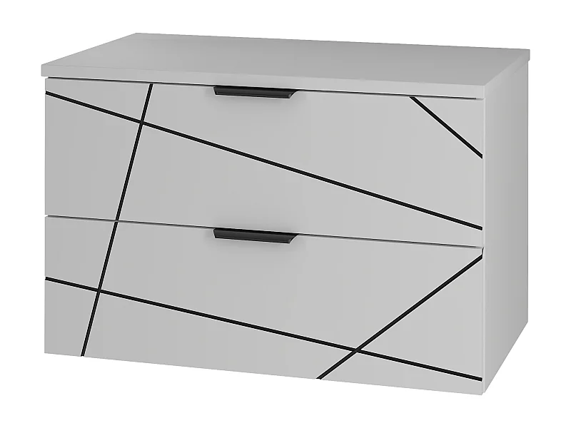 Zestaw Łazienkowy 80cm Szafka z Blatem Biały Mat Wood