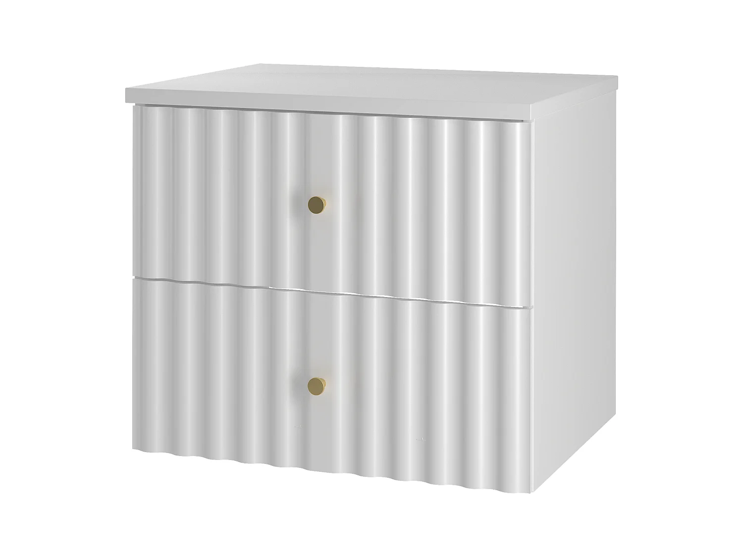 Ensemble de salle de bain blanc 60 cm Armoire avec plateau Façades rainurées Aqua