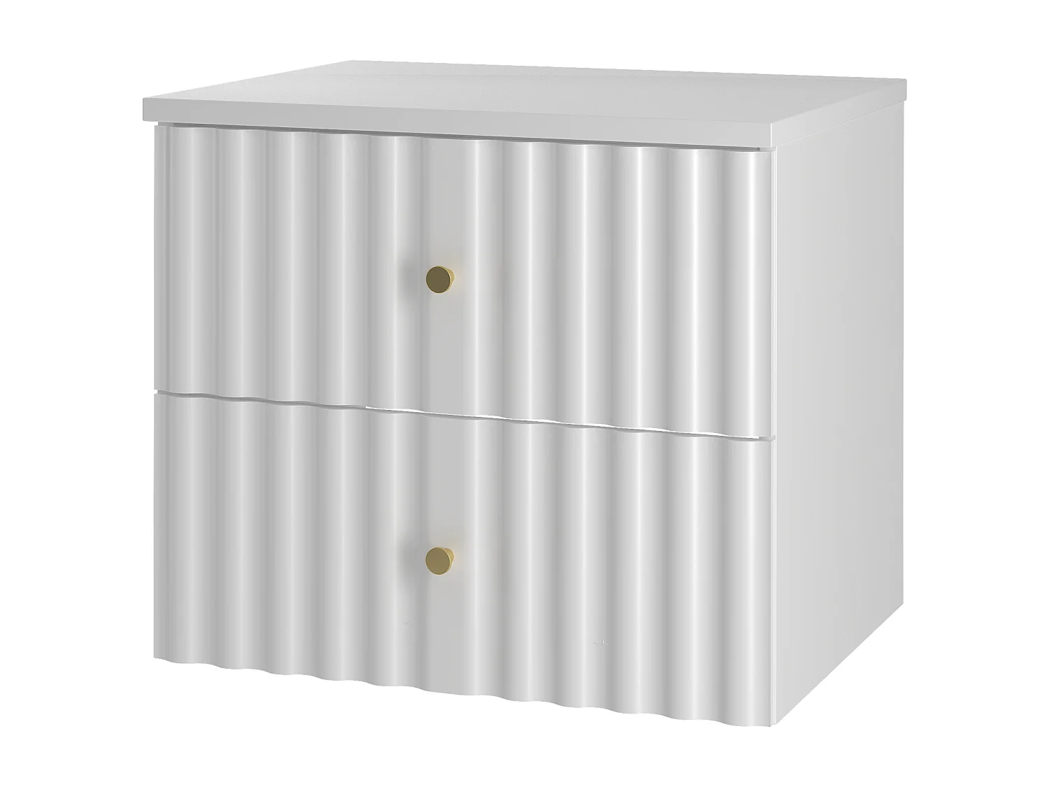 Ensemble de salle de bain blanc 60 cm Armoire avec plateau Façades rainurées Aqua