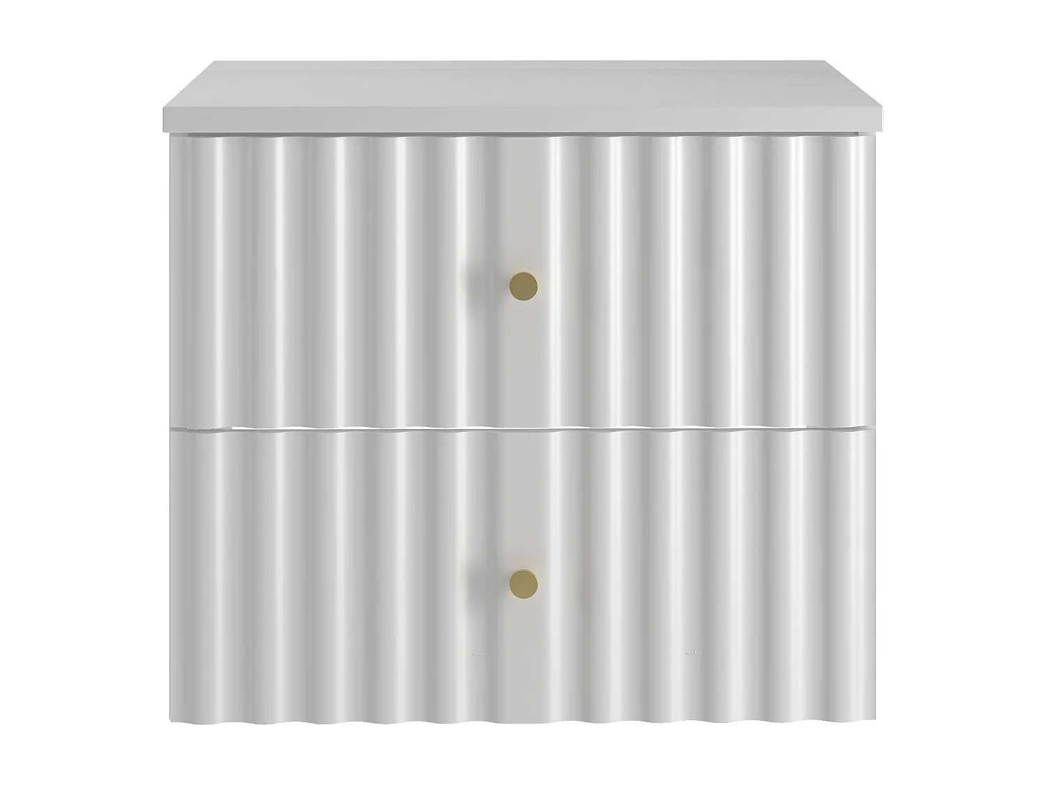 Ensemble de salle de bain blanc 60 cm Armoire avec plateau Façades rainurées Aqua