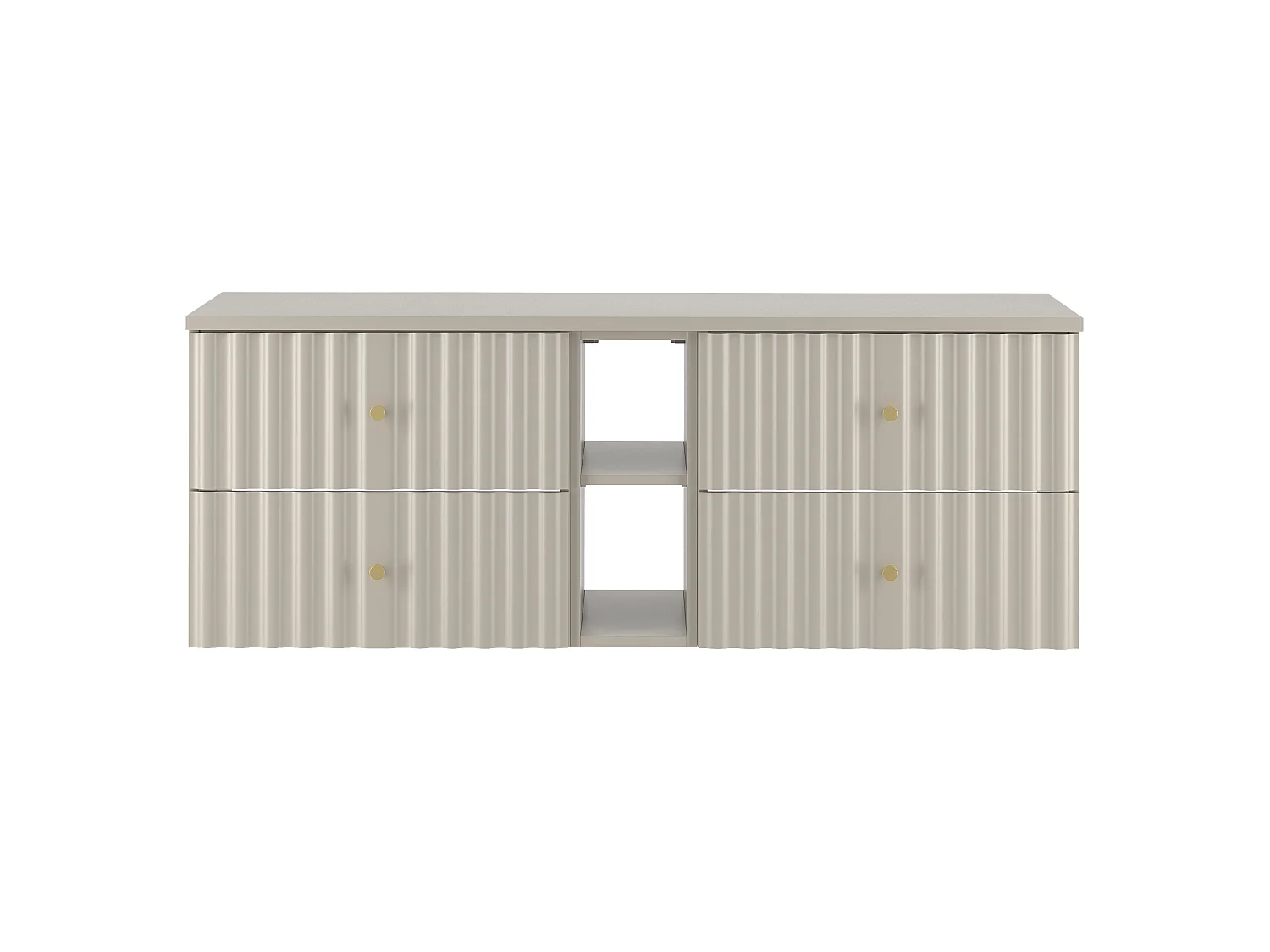 Ensemble de salle de bain en cachemire 140 cm Armoire avec plateau et étagère Façades rainurées Aqua