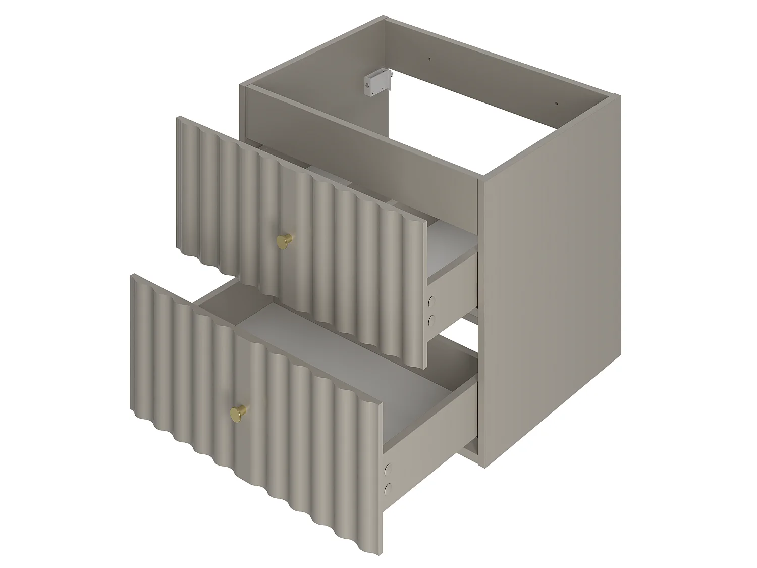Ensemble de salle de bain en cachemire 140 cm Armoire avec plateau et étagère Façades rainurées Aqua