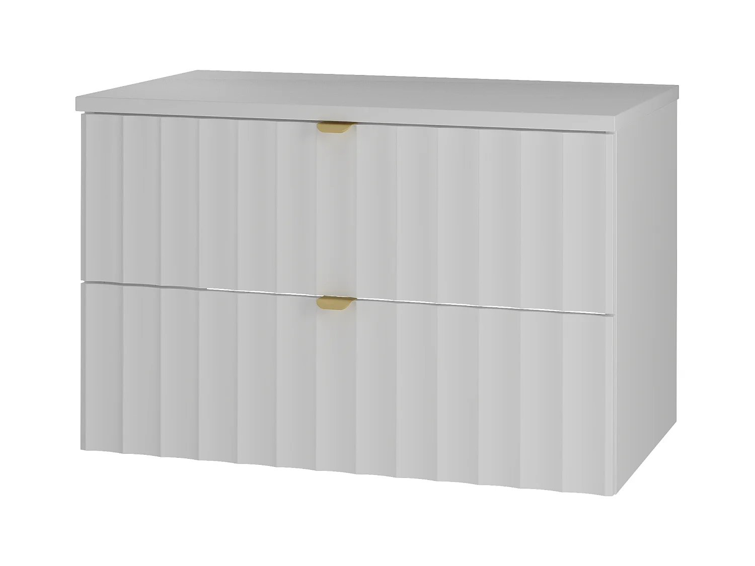 Ensemble de salle de bain blanc 80 cm Armoire avec plateau Façades rainurées Arcos