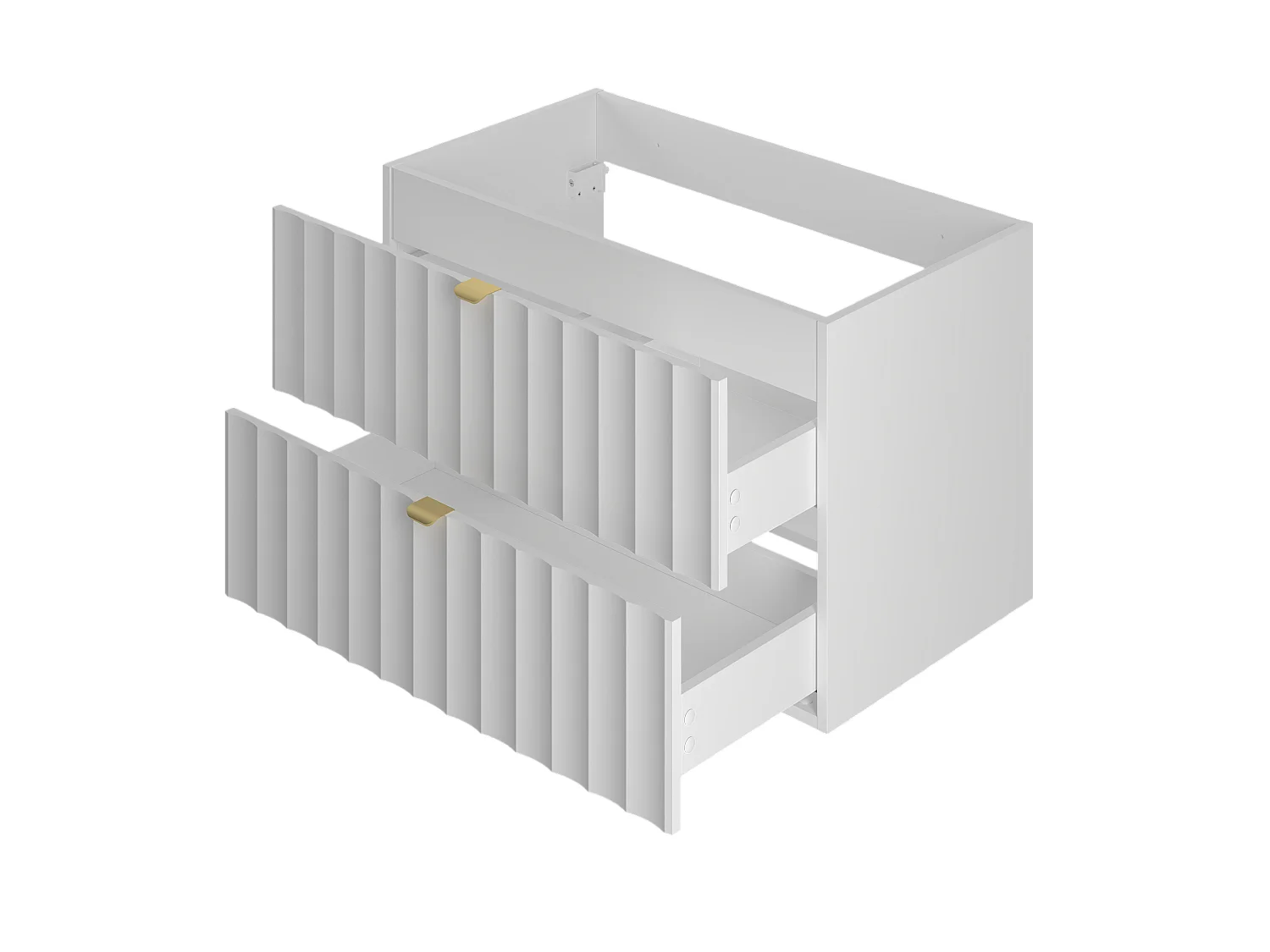 Ensemble de salle de bain blanc 80 cm Armoire avec plateau Façades rainurées Arcos