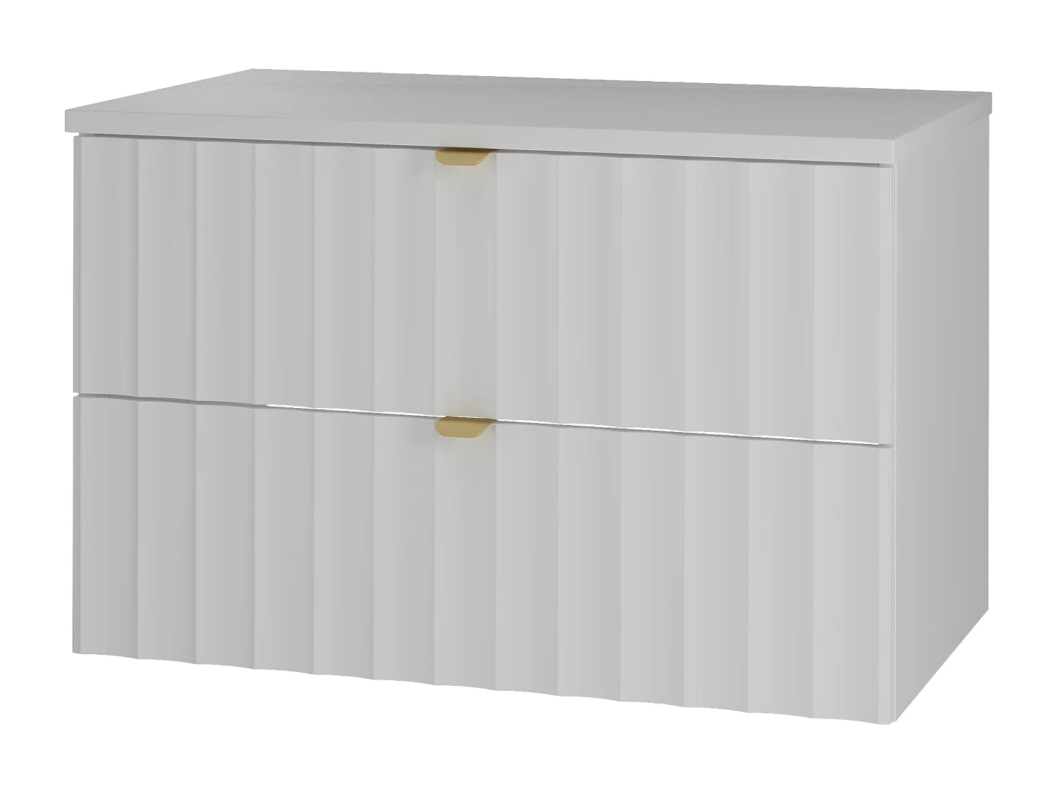 Weiß Badezimmer Set 80cm Schrank mit Arbeitsplatte geriffelte Fronten Arcos
