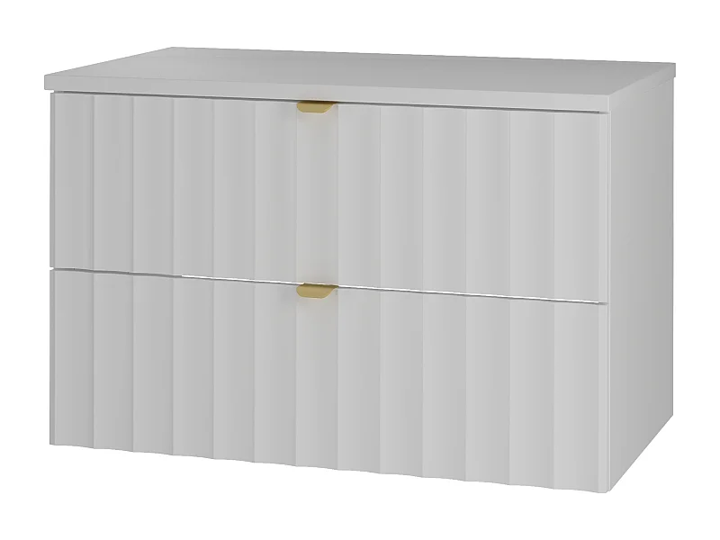 Ensemble de salle de bain blanc 80 cm Armoire avec plateau Façades rainurées Arcos
