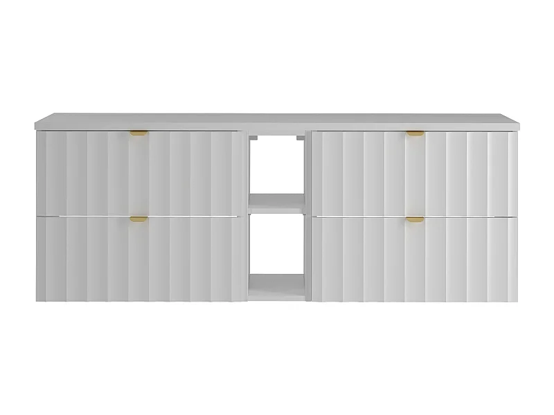 Witte badkamerset 140 cm Kast met blad Rek Groefdeuren Arcos