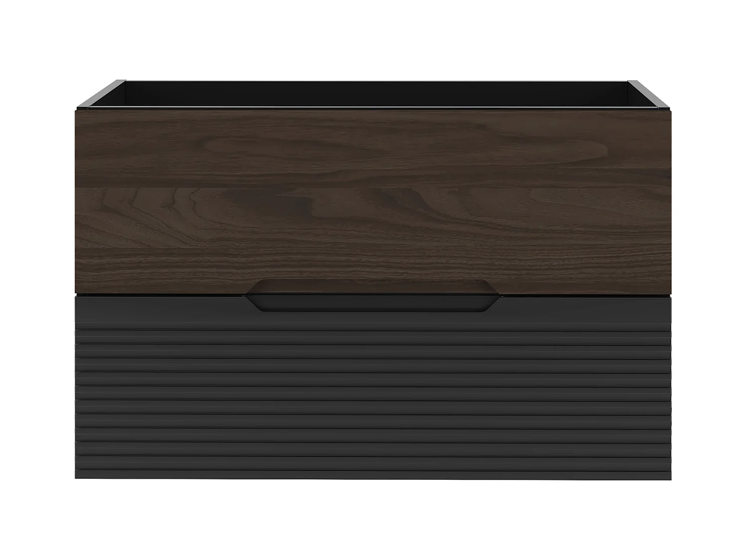 Armoire de salle de bain sous lavabo 80 cm Noir mat / Noyer Avella