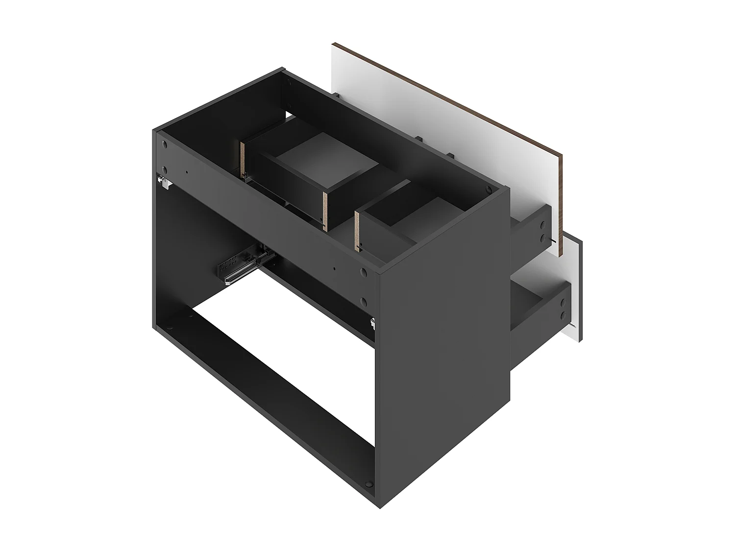 Badezimmerschrank unter Waschbecken 80 cm Schwarz Matt / Nussbaum Avella