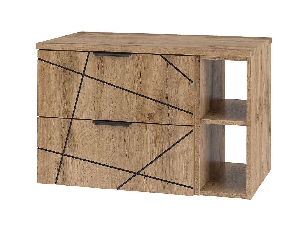 Ensemble de salle de bain 80 cm Armoire avec plateau Étagère Chêne Wotan Wood