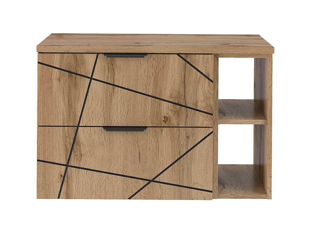 Ensemble de salle de bain 80 cm Armoire avec plateau Étagère Chêne Wotan Wood