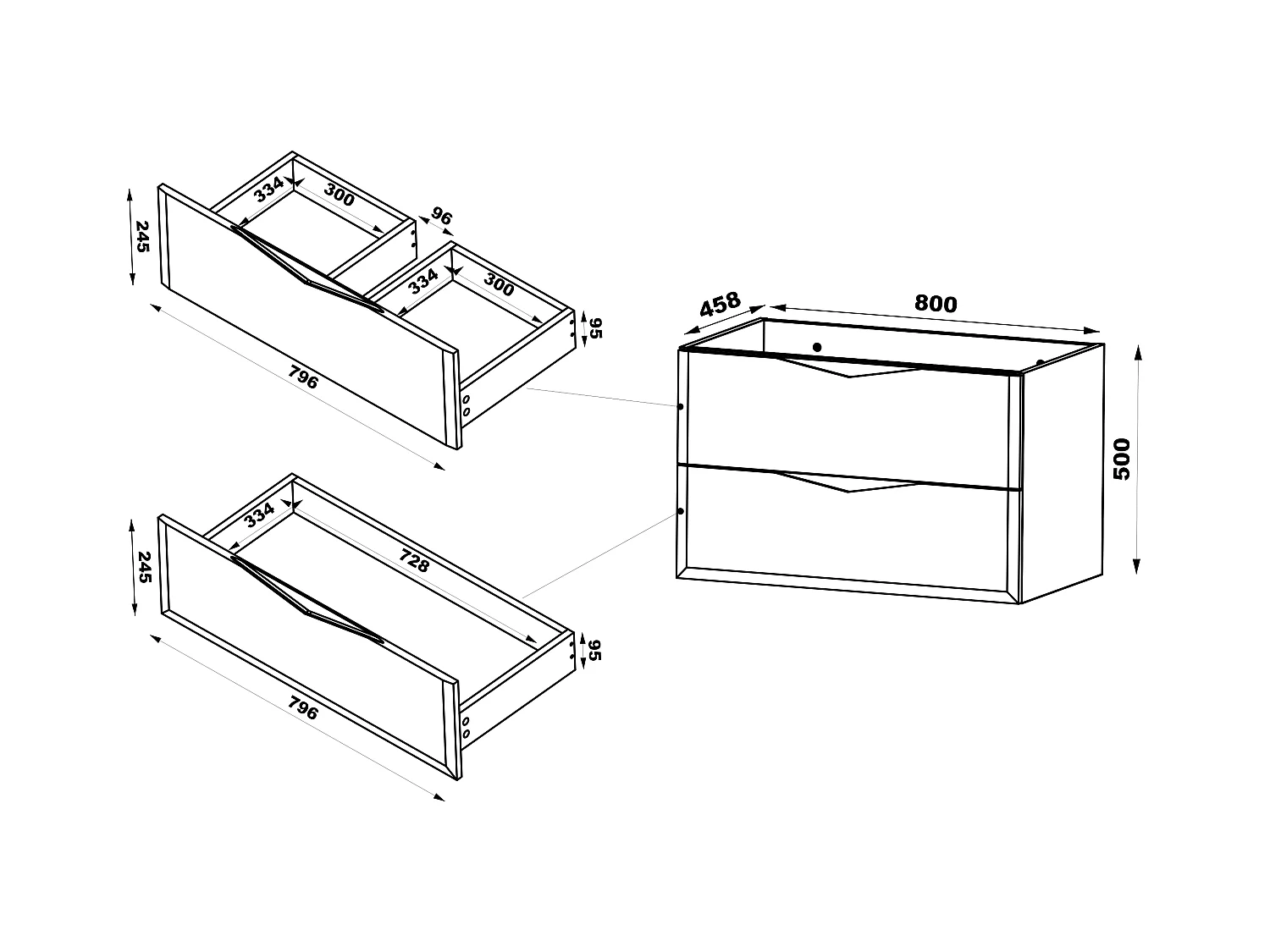 Armoire de salle de bain en cachemire pour lavabo 80 cm 2 tiroirs Delica