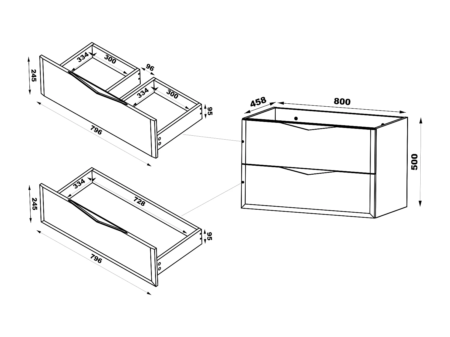 Armoire de salle de bain en cachemire pour lavabo 80 cm 2 tiroirs Delica