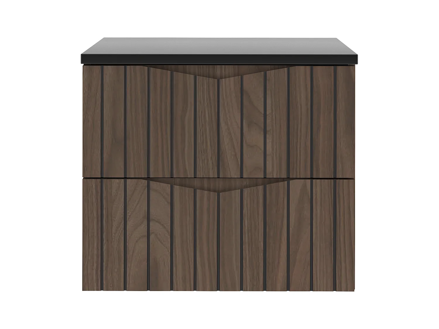 Ensemble de salle de bain 60 cm Armoire avec plateau Façades rainurées Chêne Noyer Stella