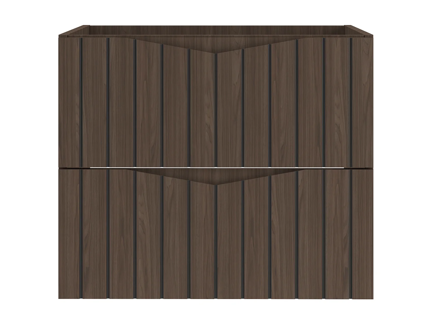 Ensemble de salle de bain 60 cm Armoire avec plateau Façades rainurées Chêne Noyer Stella