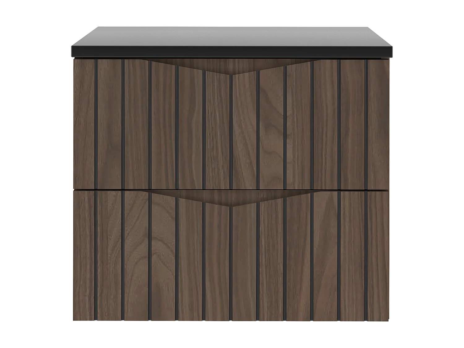 Ensemble de salle de bain 60 cm Armoire avec plateau Façades rainurées Chêne Noyer Stella