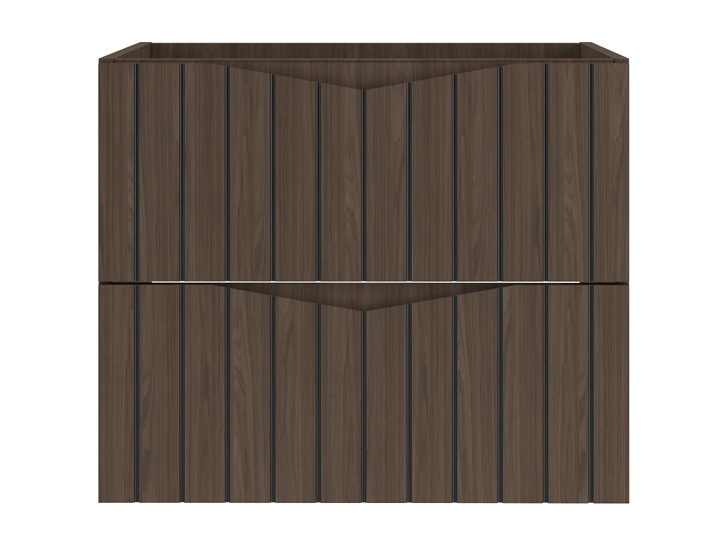 Ensemble de salle de bain 60 cm Armoire avec plateau Façades rainurées Chêne Noyer Stella