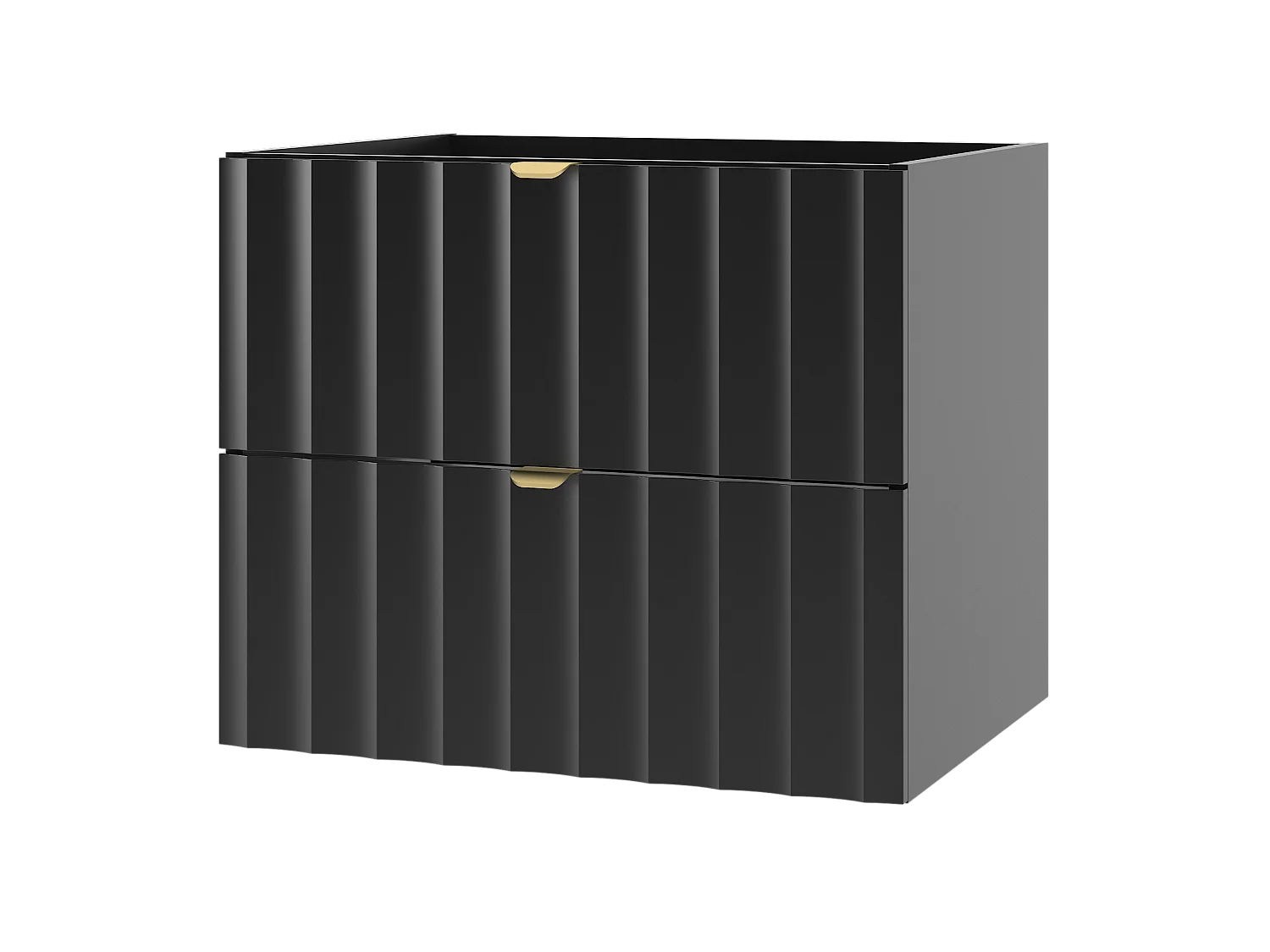 Ensemble de salle de bain noir 60 cm Armoire avec plateau Façades rainurées Arcos