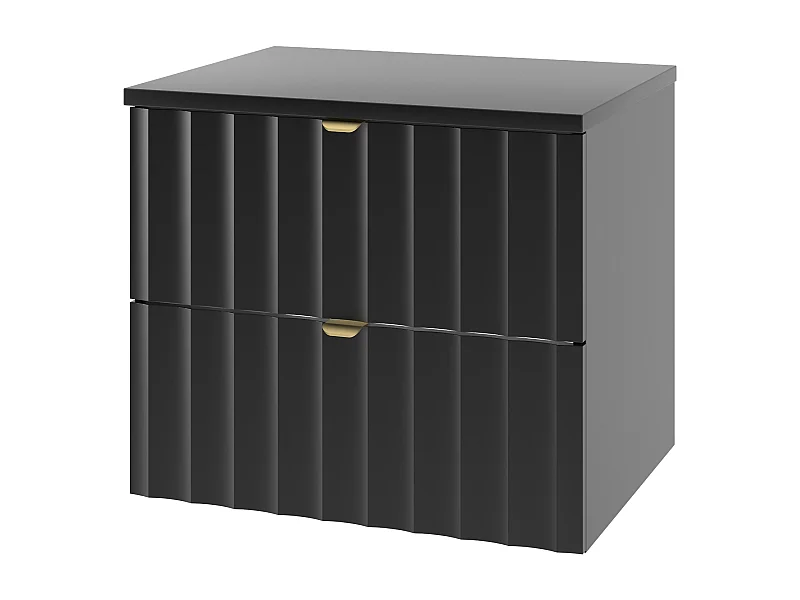 Zwarte badkamerset 60 cm Kast met blad Geribbelde fronten Arcos