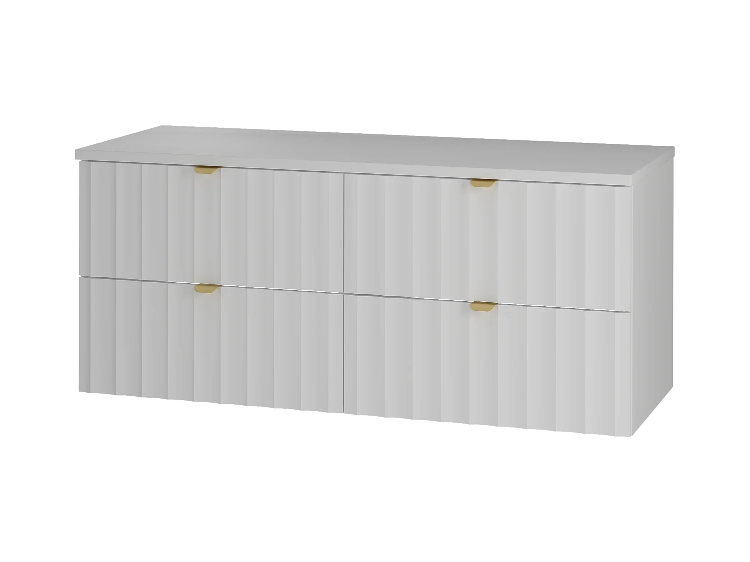 Ensemble de salle de bain blanc 120 cm Armoire avec plateau Façades rainurées Arcos