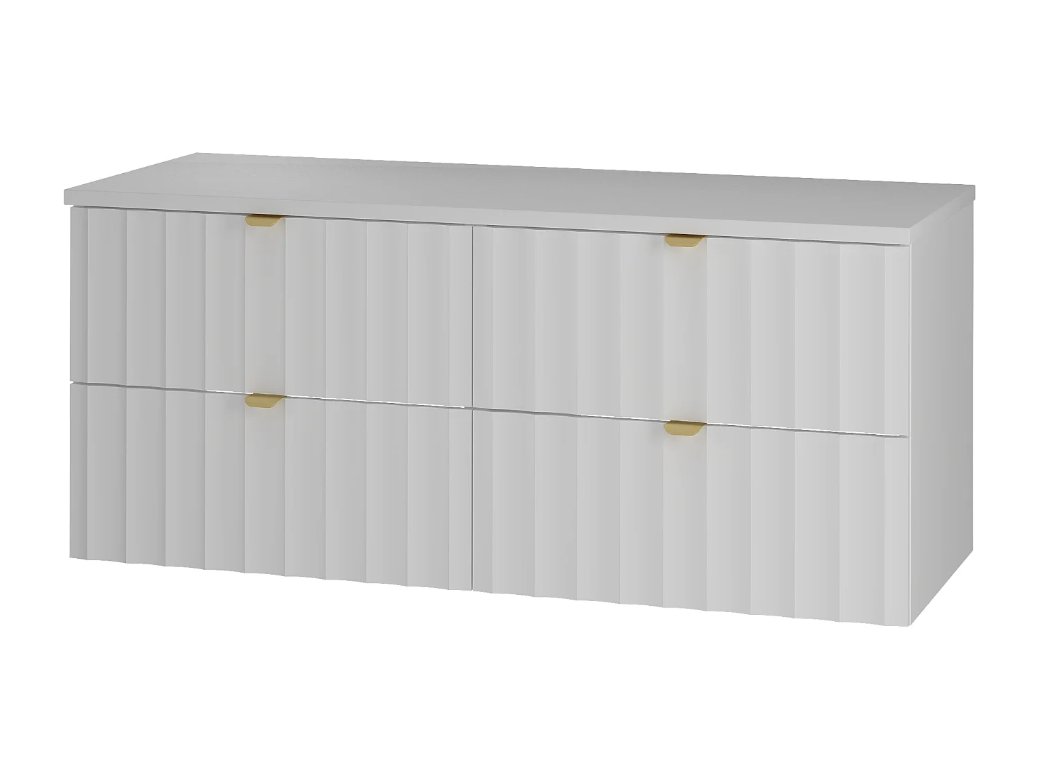 Ensemble de salle de bain blanc 120 cm Armoire avec plateau Façades rainurées Arcos