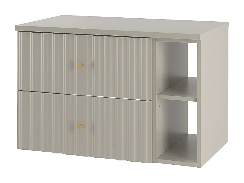 Ensemble de salle de bain en cachemire 80 cm Armoire avec plateau et étagère Façades rainurées Aqua