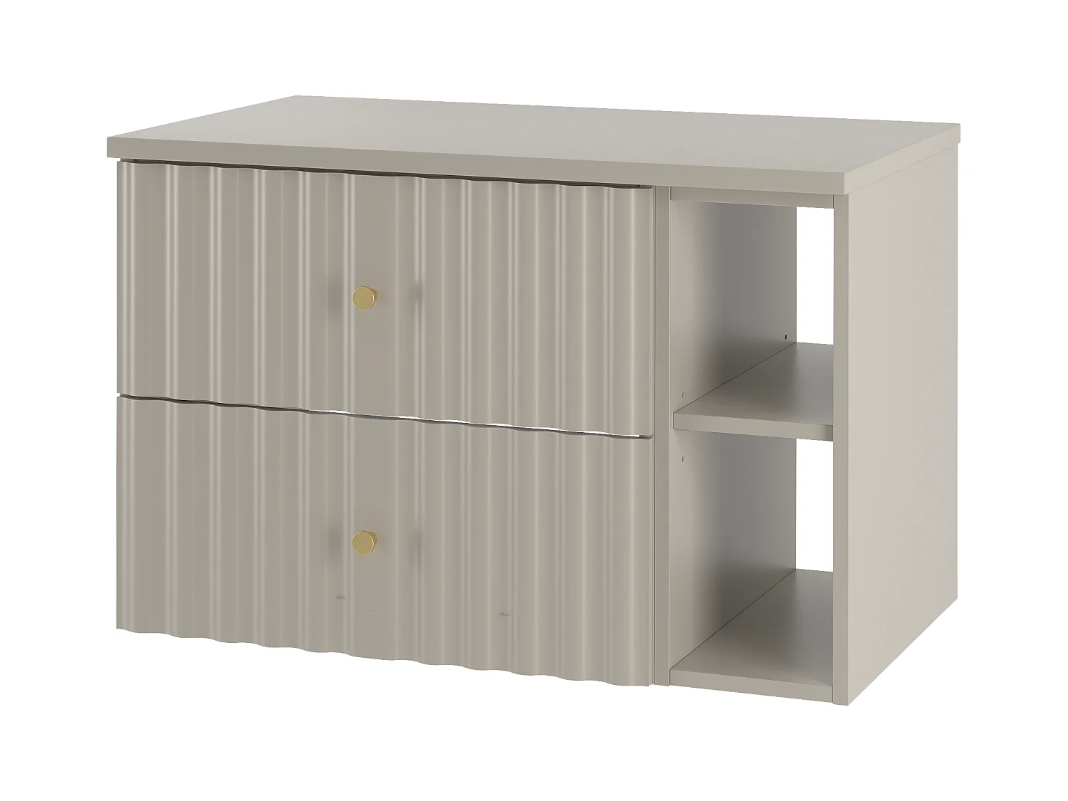 Ensemble de salle de bain en cachemire 80 cm Armoire avec plateau et étagère Façades rainurées Aqua