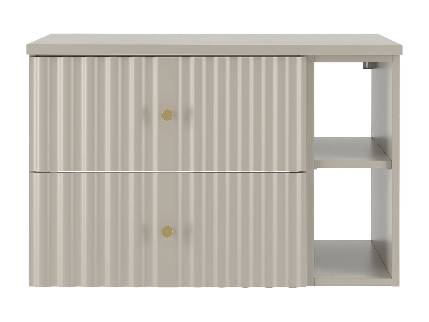 Ensemble de salle de bain en cachemire 80 cm Armoire avec plateau et étagère Façades rainurées Aqua