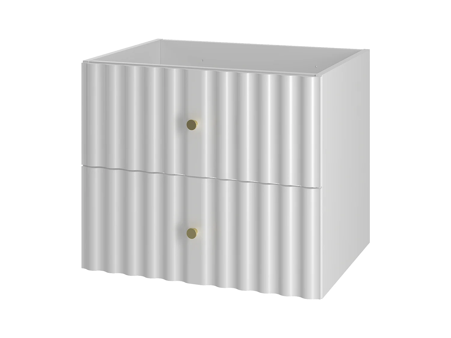 Witte badkamer kast voor wastafel 60 cm Geribbelde fronten Aqua