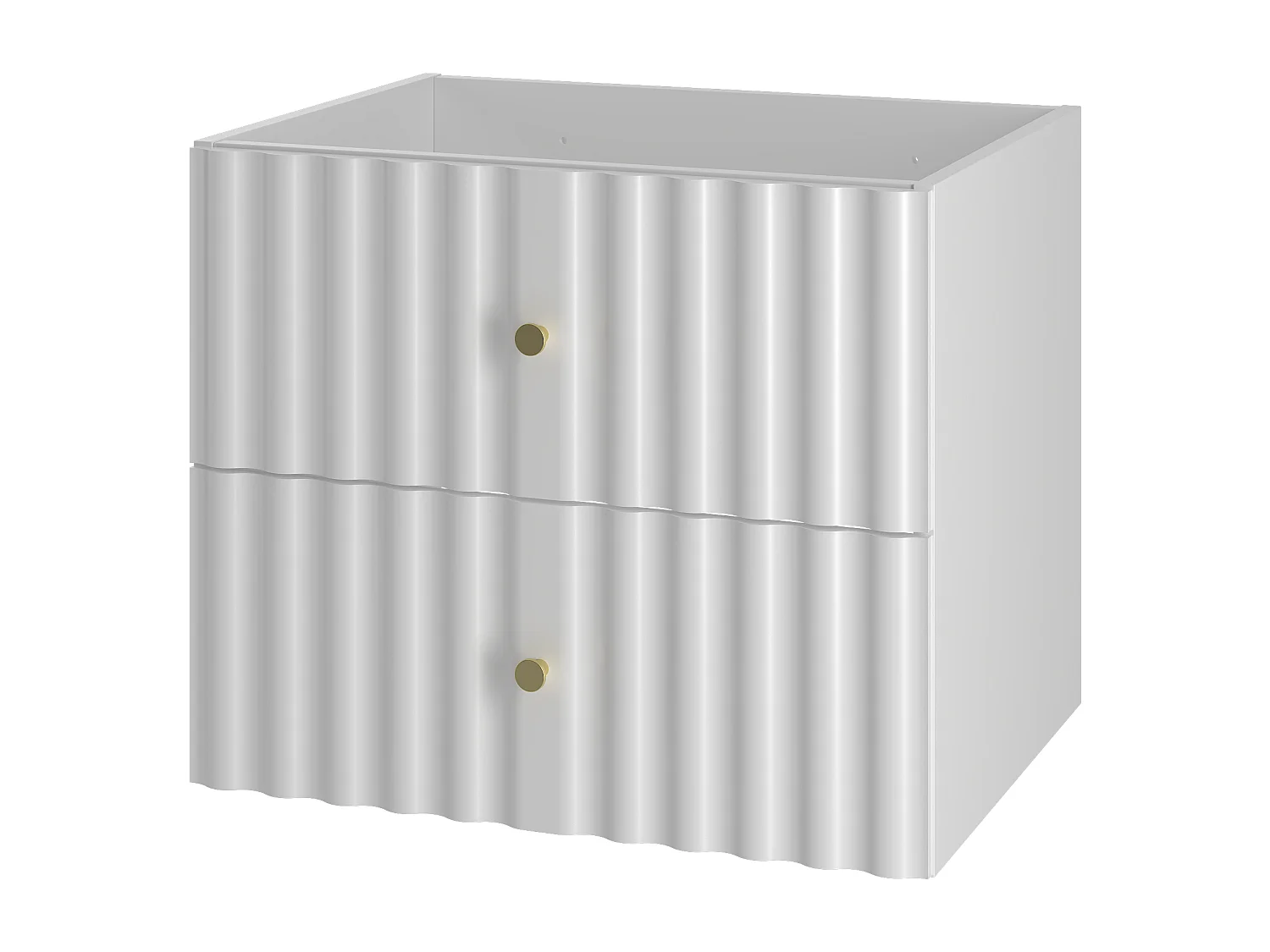 Witte badkamer kast voor wastafel 60 cm Geribbelde fronten Aqua