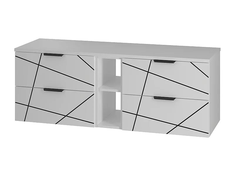 Zestaw Łazienkowy 140cm Szafka z Blatem Regał Biały Mat Wood