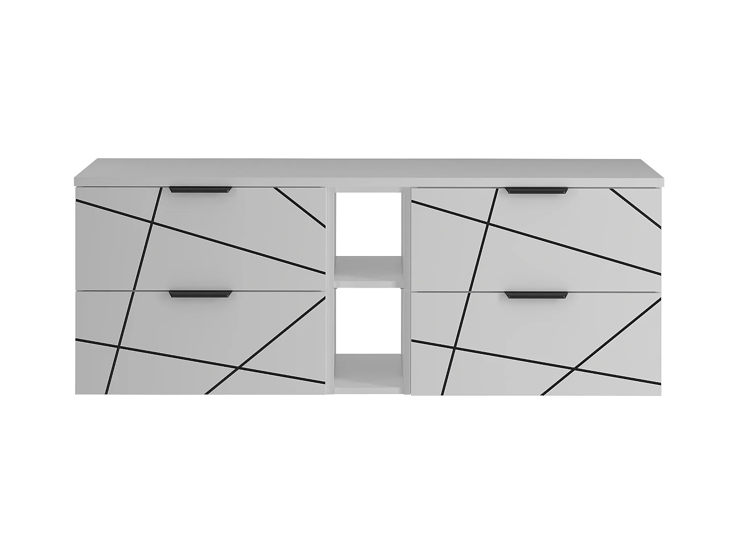 Badezimmer-Set 140 cm Schrank mit Arbeitsplatte und Regal Weiß Matt Wood